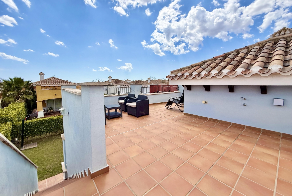 Private rooftop solarium at Mar Menor Golf Resort villa by Levante Properties