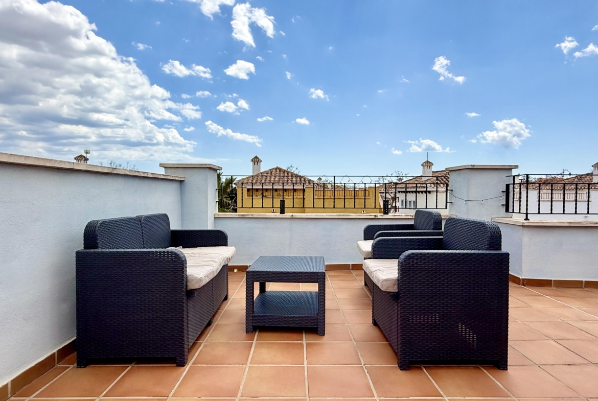 Private rooftop solarium at Mar Menor Golf Resort villa by Levante Properties