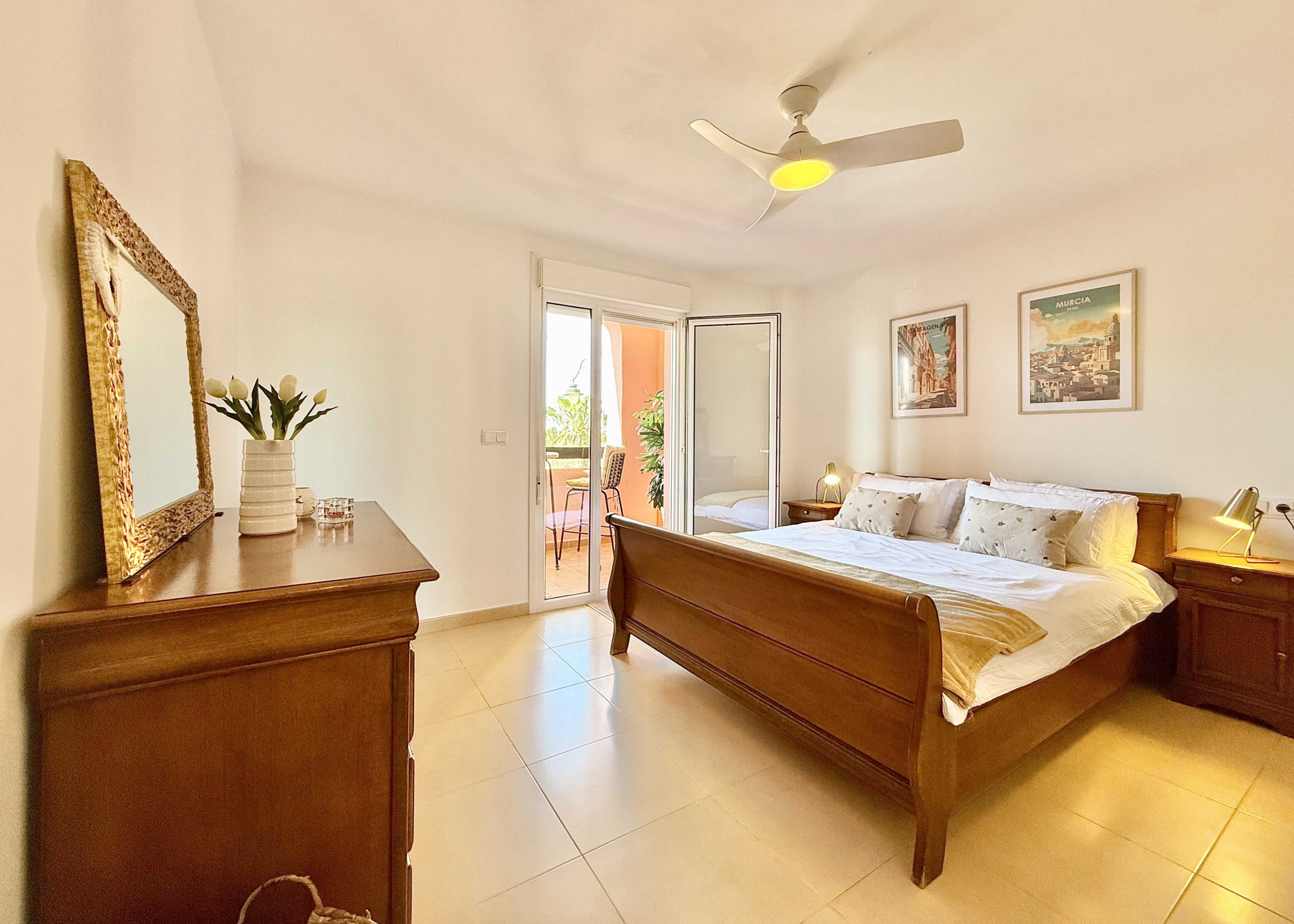 Master bedroom with terrace access in Mar Menor Golf Resort apartment