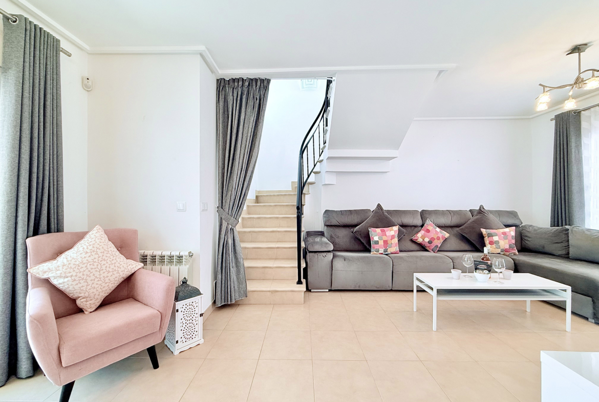Modern open plan living room in Isla Grosa villa on Mar Menor Golf Resort