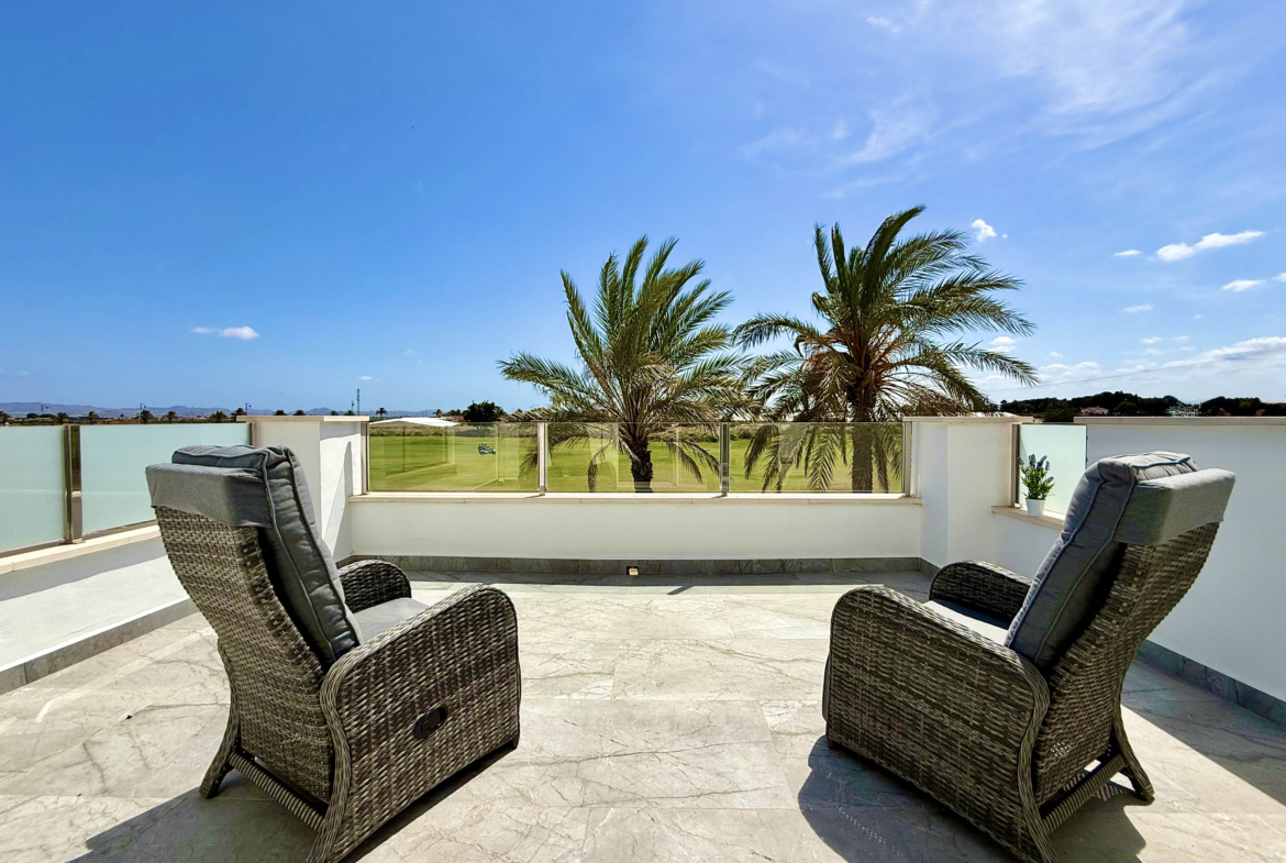 South-facing golf-front terrace at Mar Menor Golf Resort luxury villa