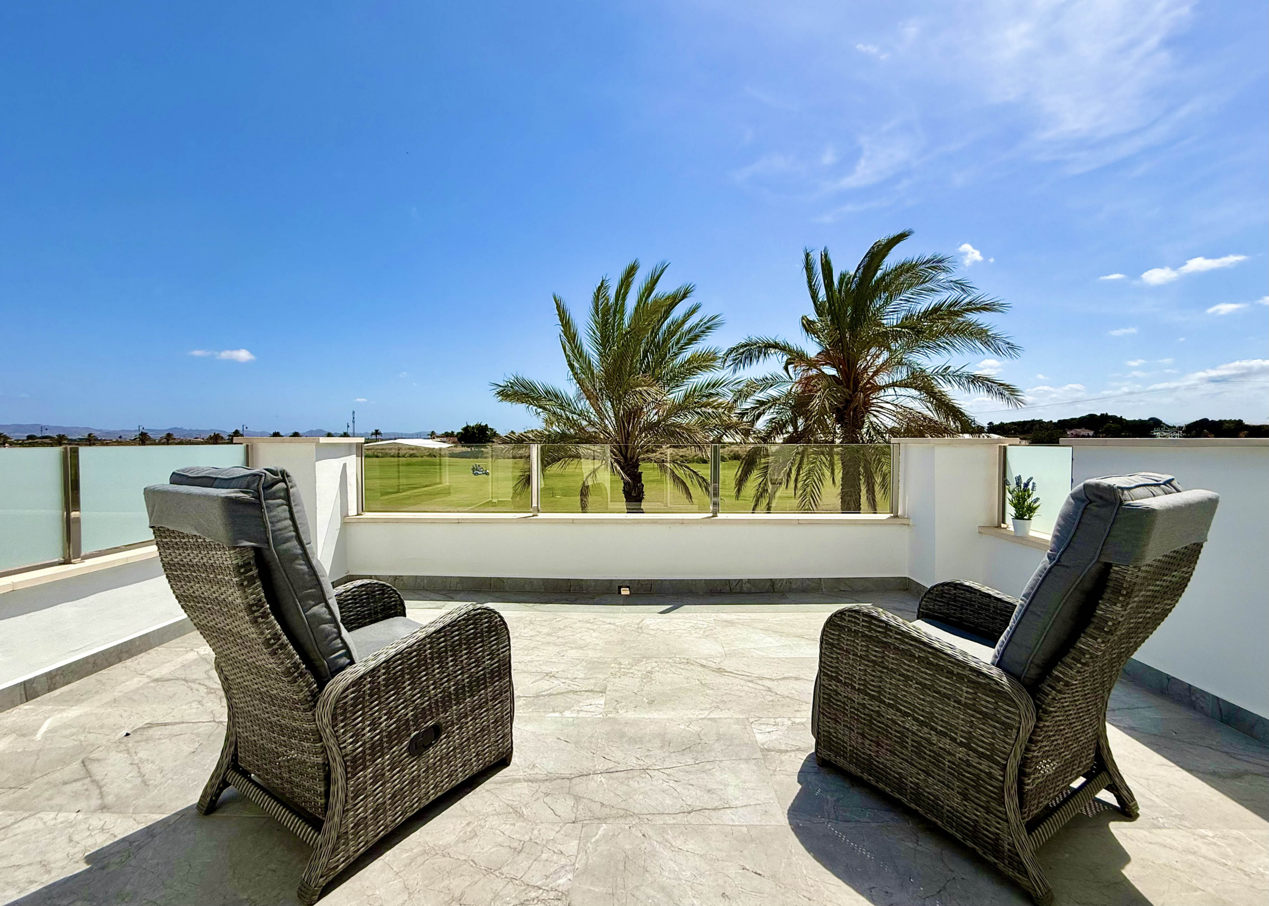 South-facing golf-front terrace at Mar Menor Golf Resort luxury villa