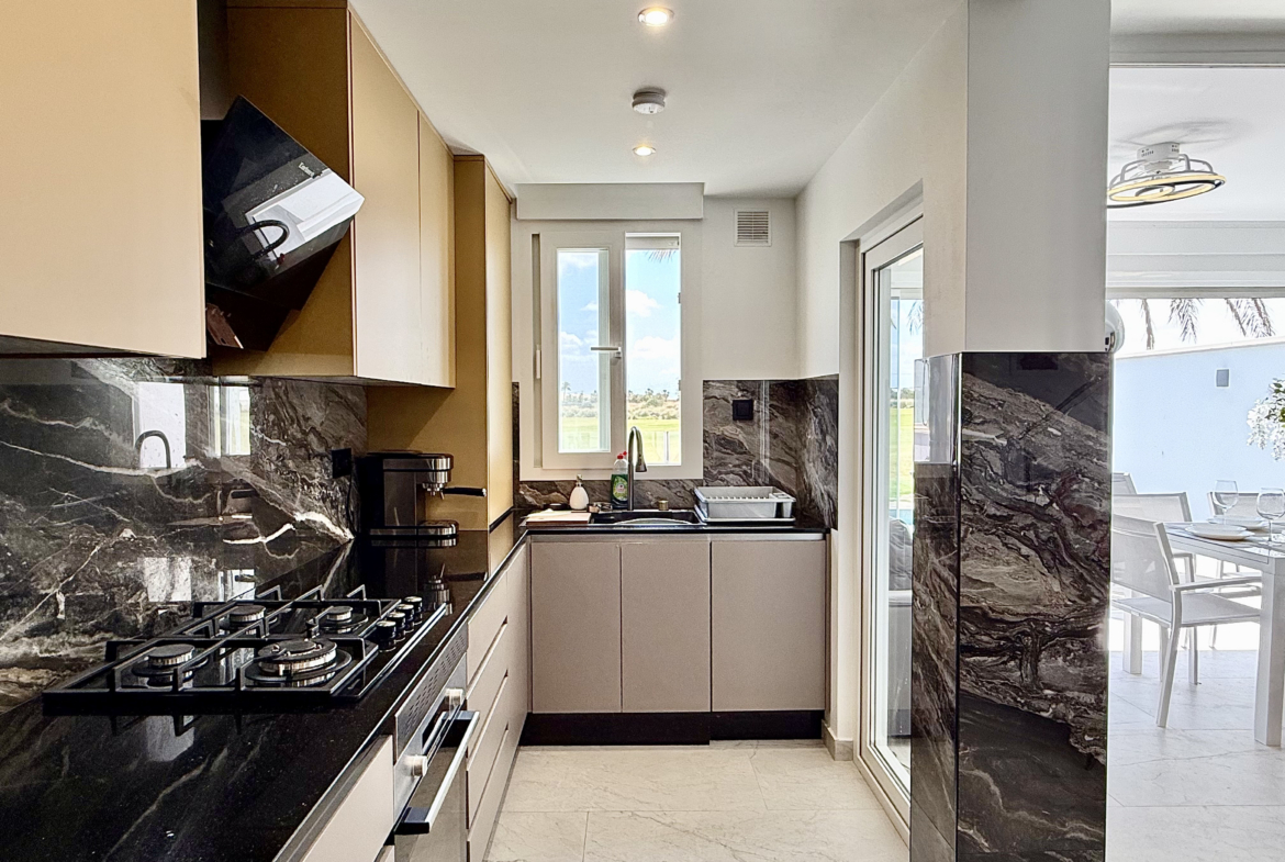 Designer kitchen with granite worktops in Mar Menor Golf Resort property by Levante Properties