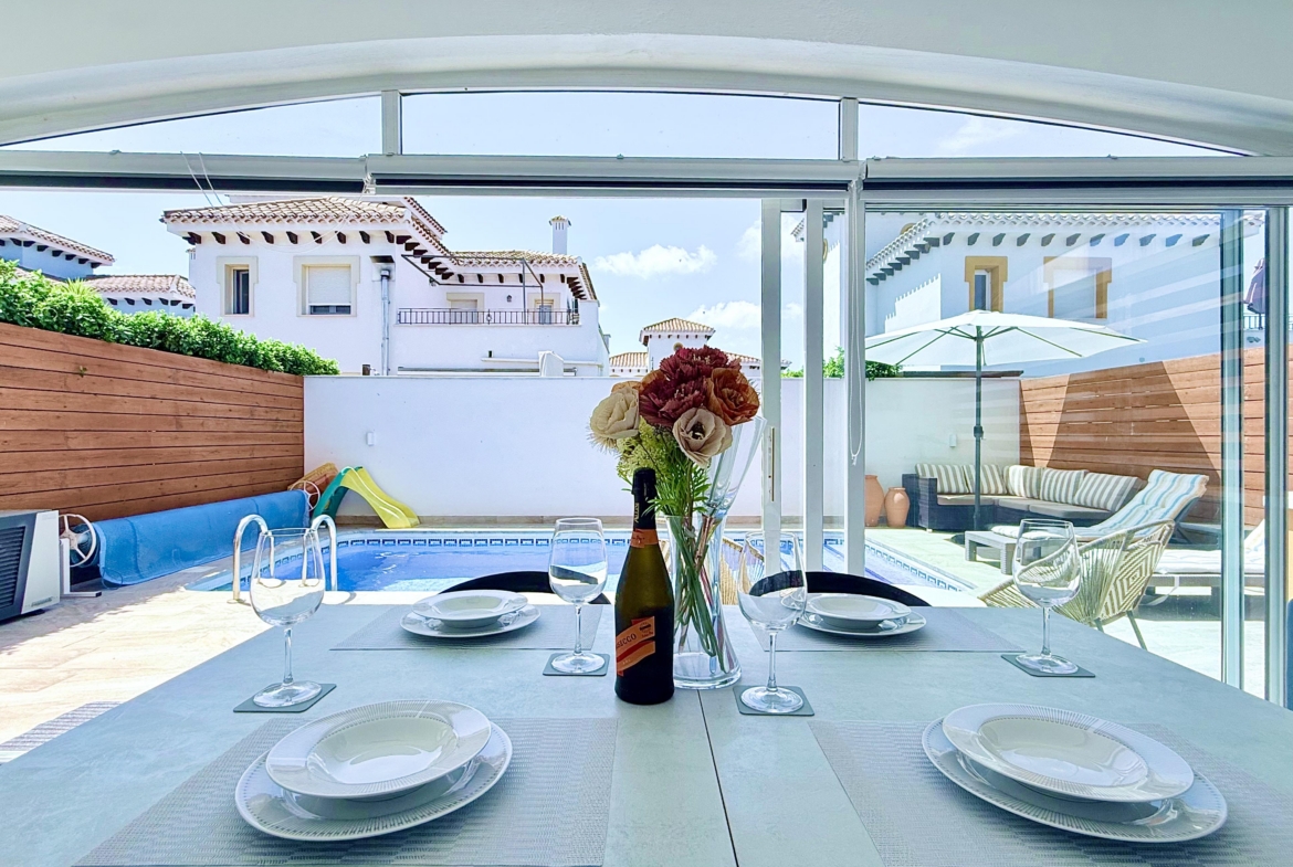 Enclosed terrace providing additional living space at Isla Grosa Villa on Mar Menor Golf Resort by Levante Properties