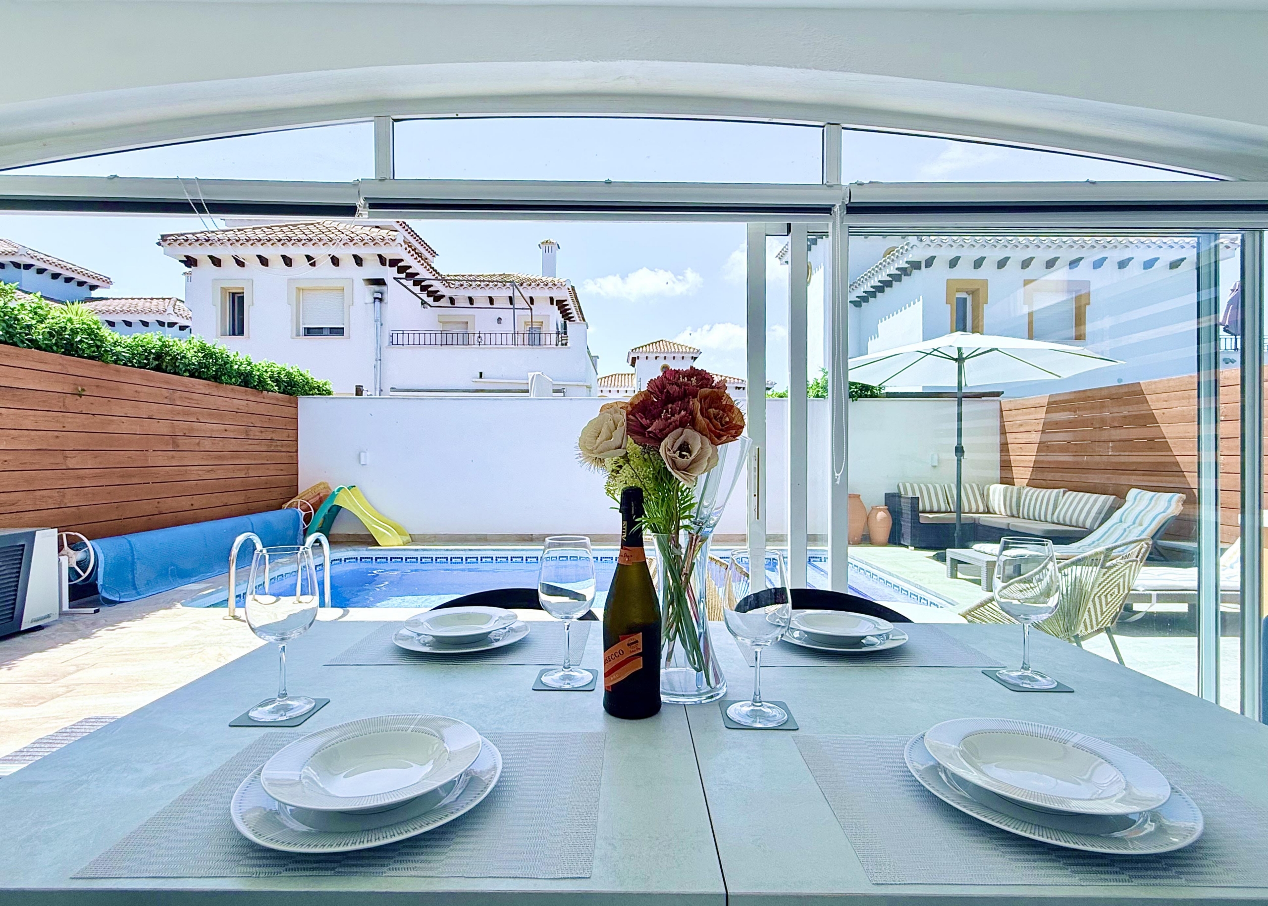 Enclosed terrace providing additional living space at Isla Grosa Villa on Mar Menor Golf Resort by Levante Properties
