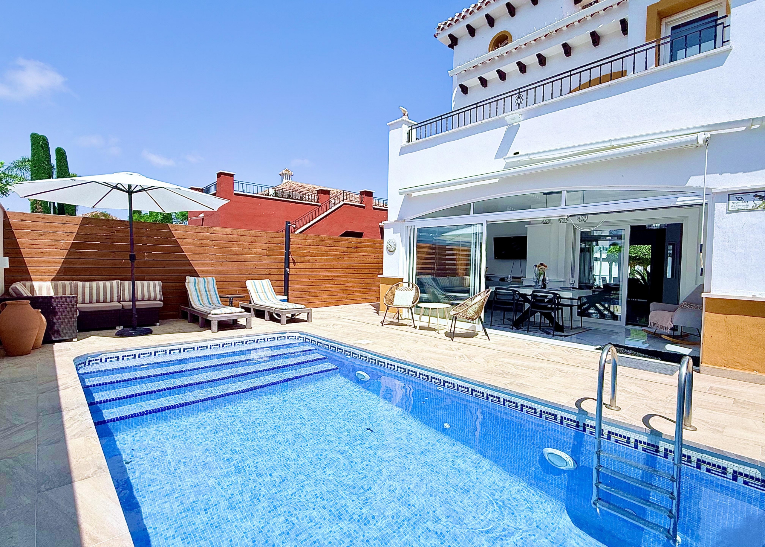 Fully Modernised West Facing Isla Grosa Villa on Phase 1 of Mar Menor Golf Resort. 3 bedrooms, heated pool, modern interiors, terraces.