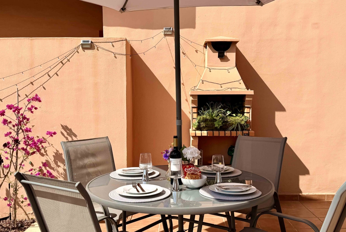 Large south-east facing terrace with golf lake and pool views at Mar Menor Golf Resort | Levante Properties
