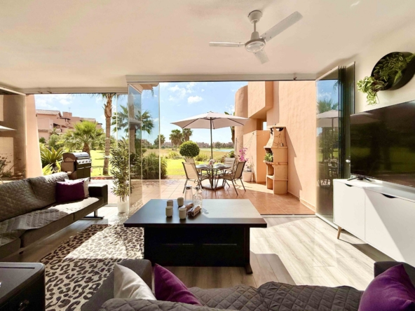 Exclusive Luxury Ground Floor Apartment with Exceptional Outdoor Living for Sale on Mar Menor Golf Resort. Lake and golf views. Key Ready.