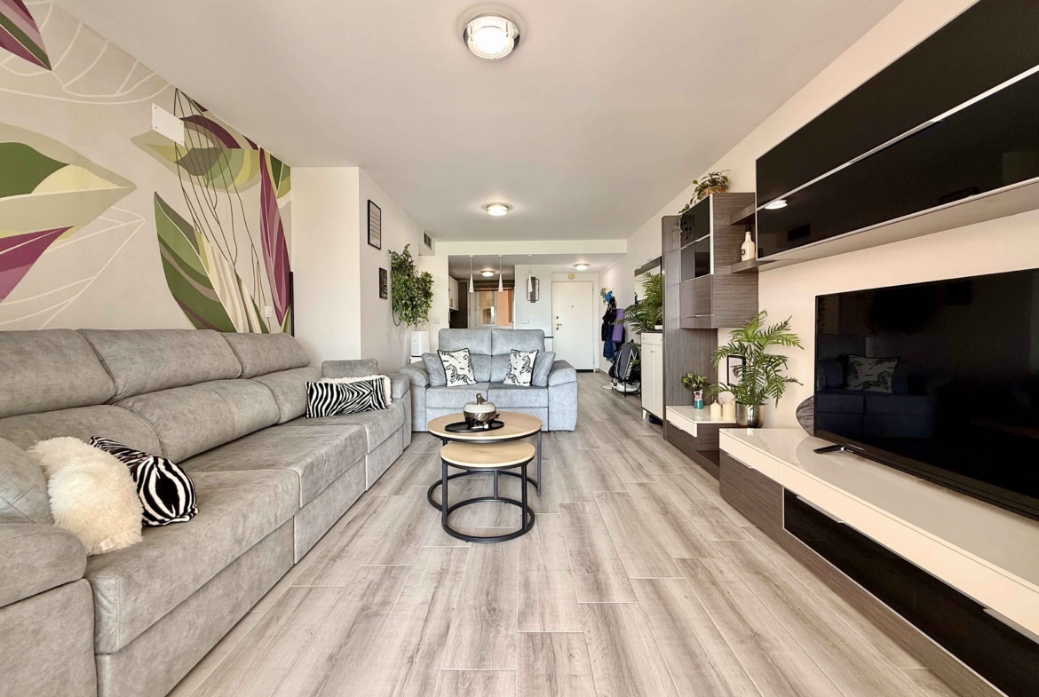 Modern living room in luxury ground floor apartment at Mar Menor Golf Resort | Levante Properties