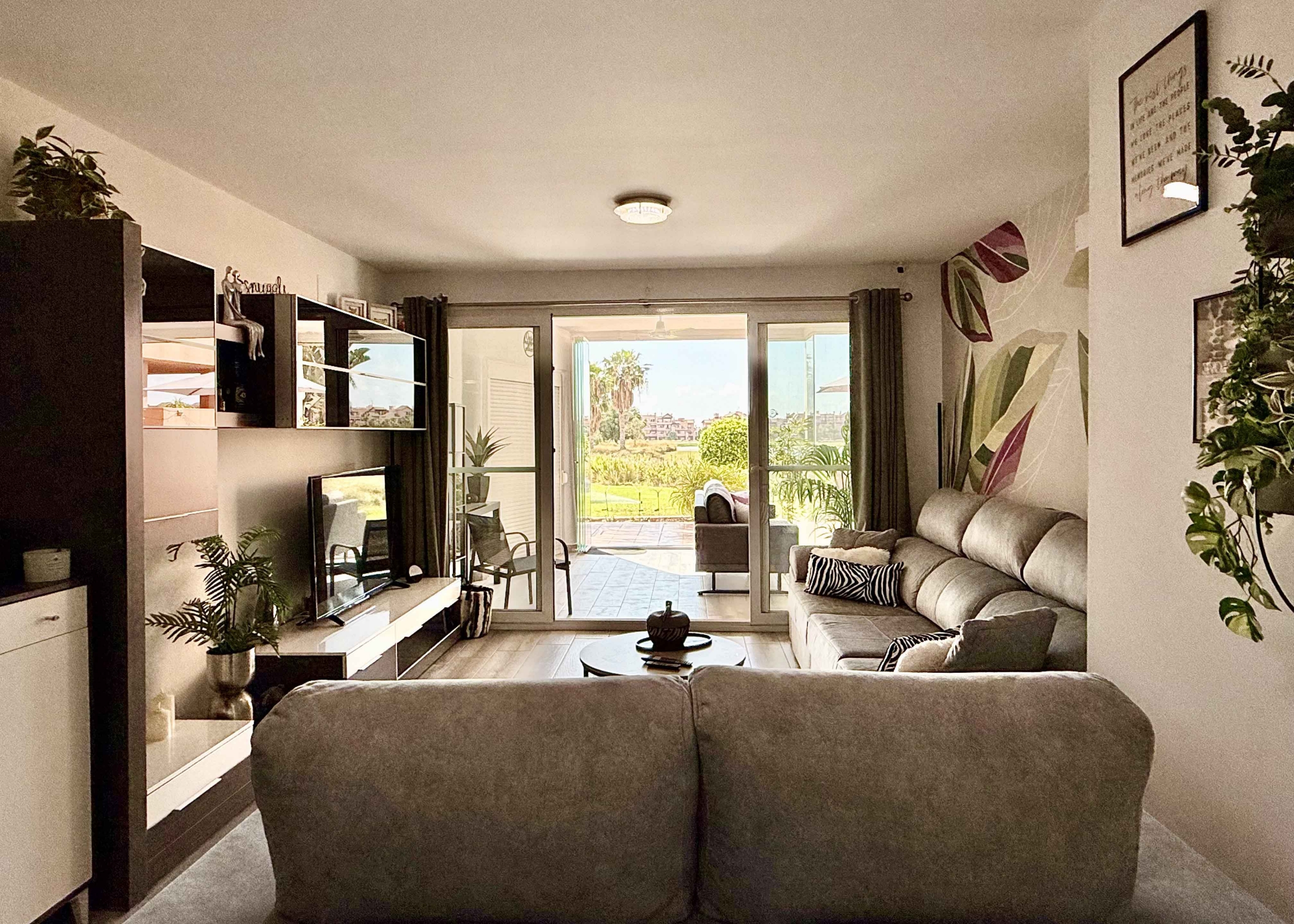 Modern living room in luxury ground floor apartment at Mar Menor Golf Resort | Levante Properties