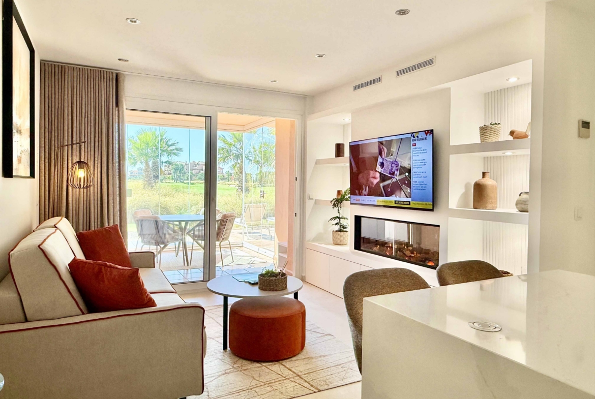 Upgraded one Bedroom Apartment by Pool 9, featuring a stylish interior, golf & lake views and west facing terrace.