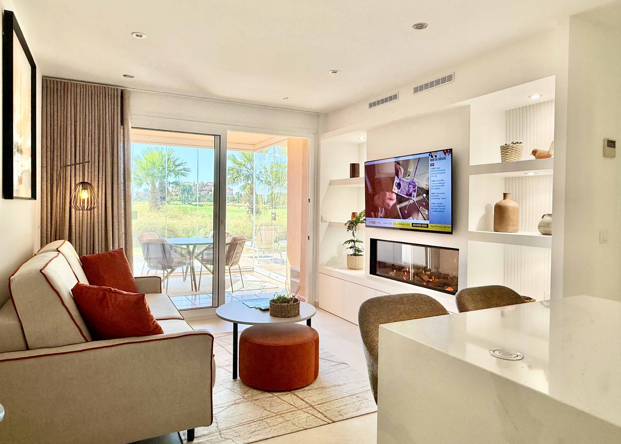 Upgraded one Bedroom Apartment by Pool 9, featuring a stylish interior, golf & lake views and west facing terrace.