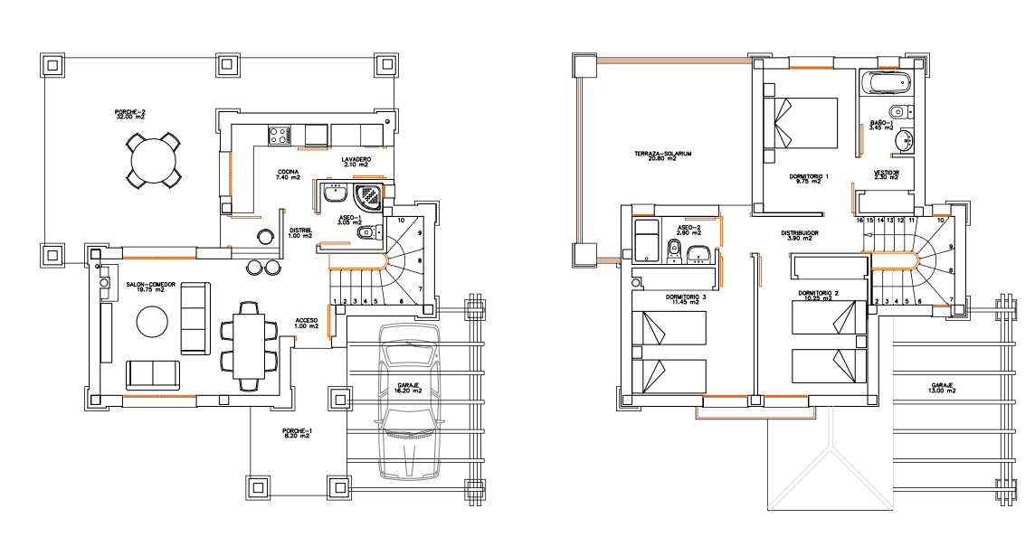Floor plan of three-bedroom Baron villa on Mar Menor Golf Resort