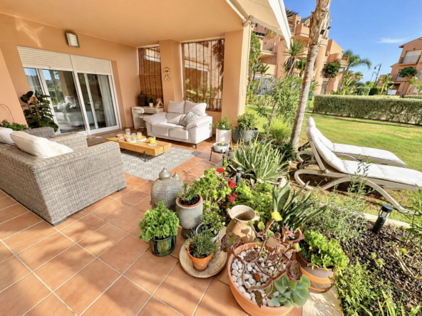 Discover this Ground Floor Apartment with Exceptional Outdoor Living for Sale on Mar Menor Golf Resort. Lake, pool and golf views. Key Ready.