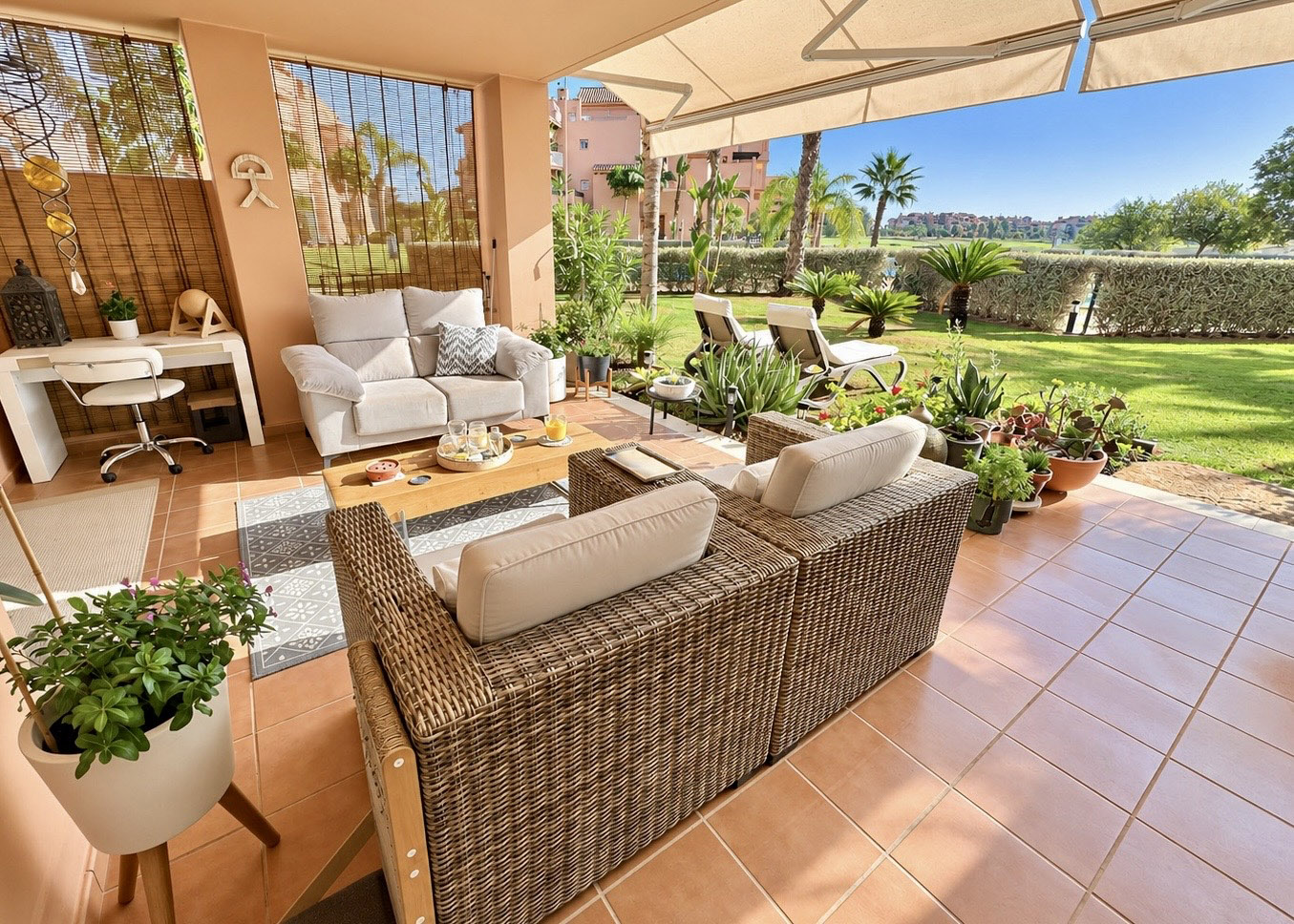 Discover this Ground Floor Apartment with Exceptional Outdoor Living for Sale on Mar Menor Golf Resort. Lake, pool and golf views. Key Ready.