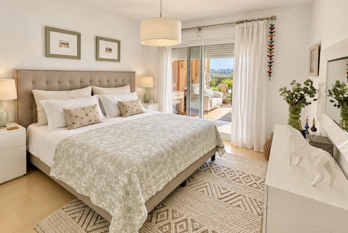 Master bedroom with fitted wardrobes and terrace access at Mar Menor Golf Resort