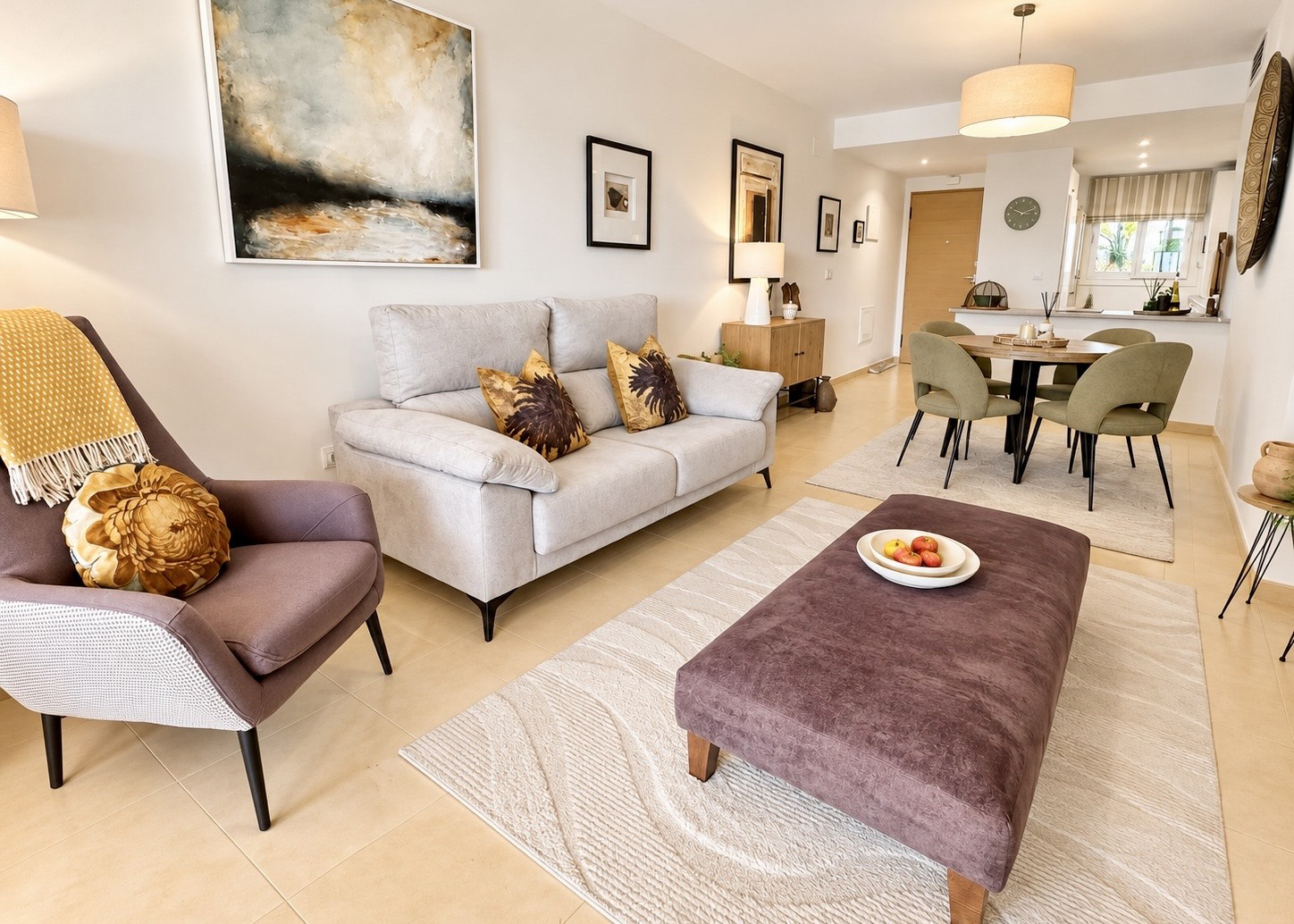 Open-plan living and dining room with terrace access at Mar Menor Golf Resort
